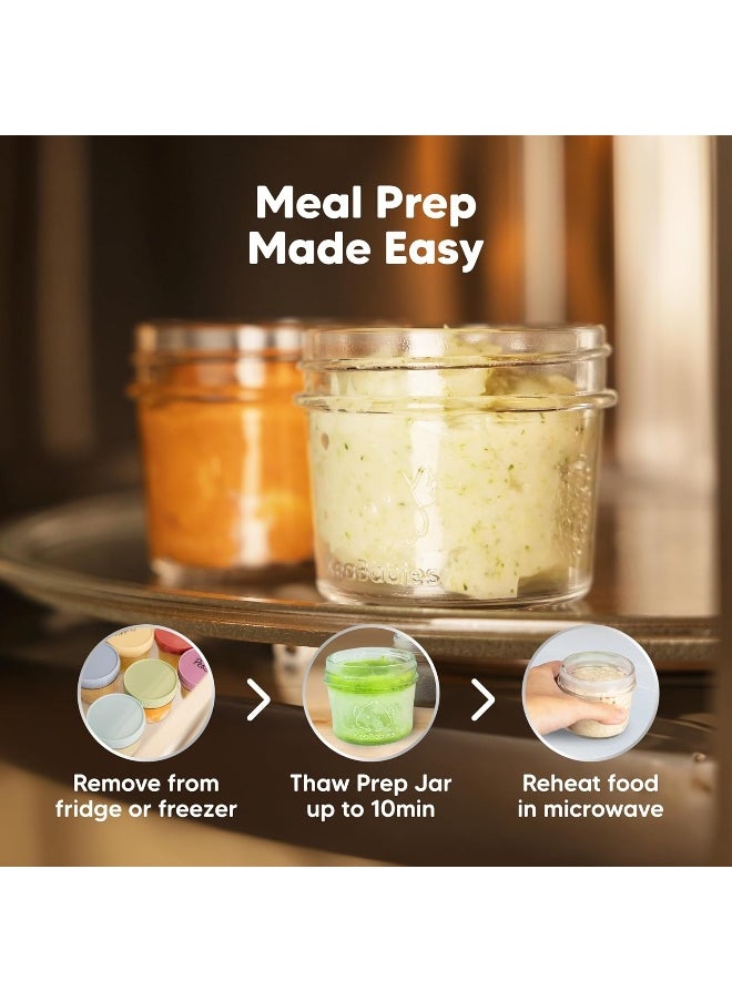 KeaBabies 6pk 4oz Glass Baby Food Containers - Leak-Proof, Microwavable Small Baby Glass Jars with Lids, Baby Food Storage Containers, Baby Snack Containers, BPA-Free Baby Food Jars (Nord)