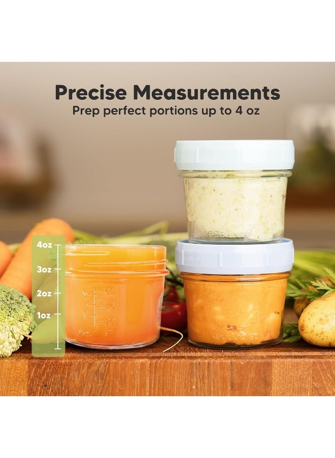 KeaBabies 6pk 4oz Glass Baby Food Containers - Leak-Proof, Microwavable Small Baby Glass Jars with Lids, Baby Food Storage Containers, Baby Snack Containers, BPA-Free Baby Food Jars (Nord)
