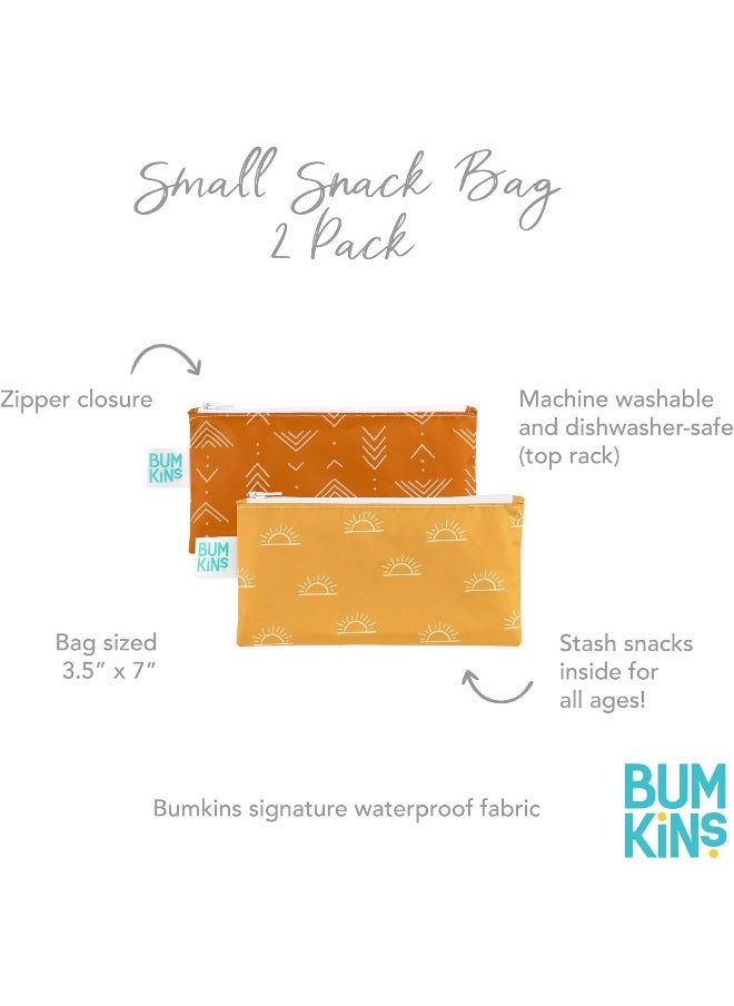 Bumkins Snack Bags, Reusable, Washable, Food Safe, BPA Free, Desert Boho Collection (2-Pack)