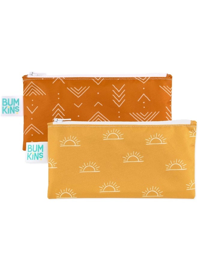 Bumkins Snack Bags, Reusable, Washable, Food Safe, BPA Free, Desert Boho Collection (2-Pack)