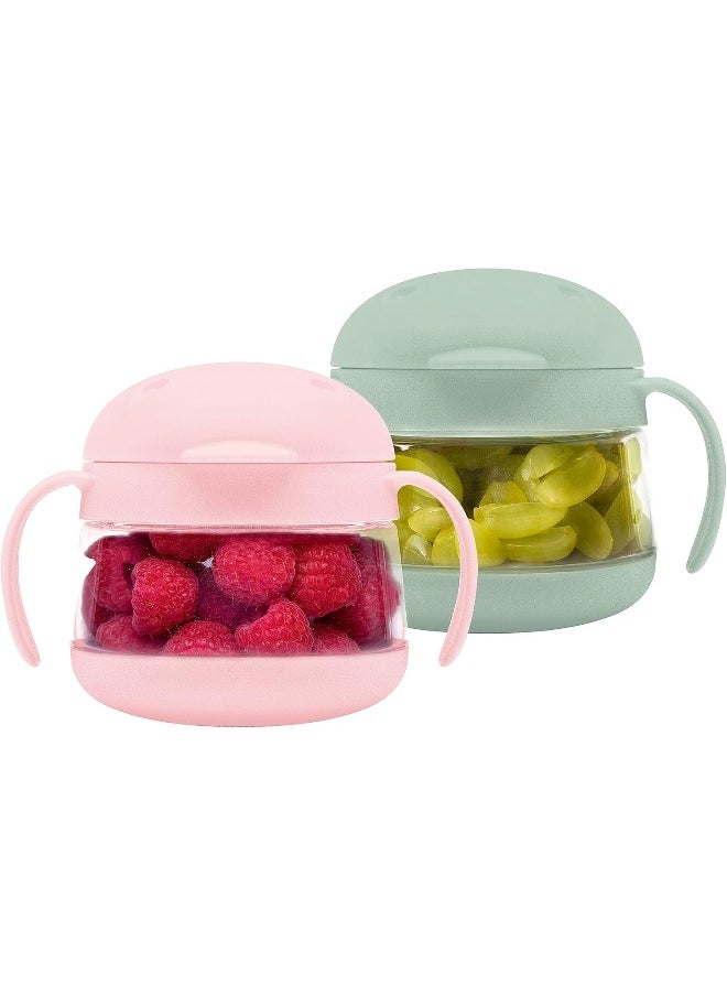 Ubbi Tweat No Spill Snack Container for Kids, BPA-Free, Toddler Snack Container, Sage & Pink