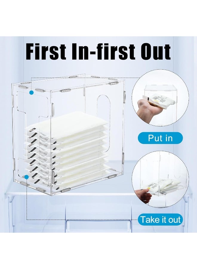 Domensi 4 Pcs Breast Milk Storage Tower Breast Milk Freezer Storage Organizer for Milk Freezer Bags Clear Breastmilk Storage Container Reusable Breastfeeding Accessories Fridge, 8.3 x 8.3 x 5 Inch