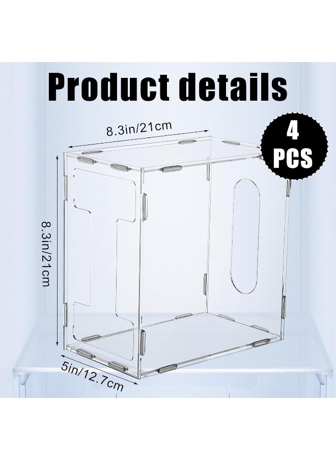 Domensi 4 Pcs Breast Milk Storage Tower Breast Milk Freezer Storage Organizer for Milk Freezer Bags Clear Breastmilk Storage Container Reusable Breastfeeding Accessories Fridge, 8.3 x 8.3 x 5 Inch