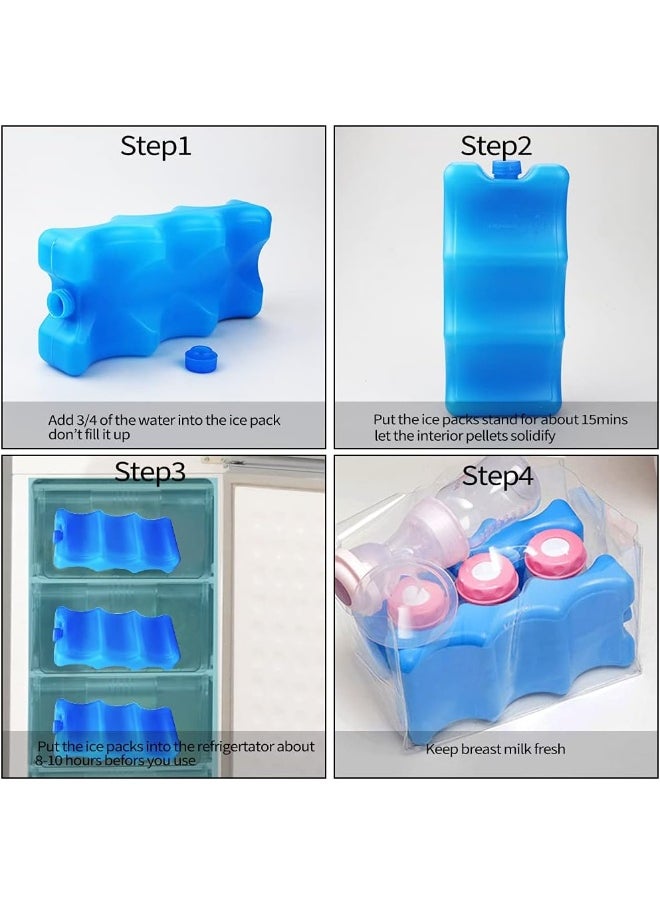 Pack of 3 Reusable Ice Packs for Breastmilk Storage, Bottle Ice Packs for Breastfeeding Mom, Blue