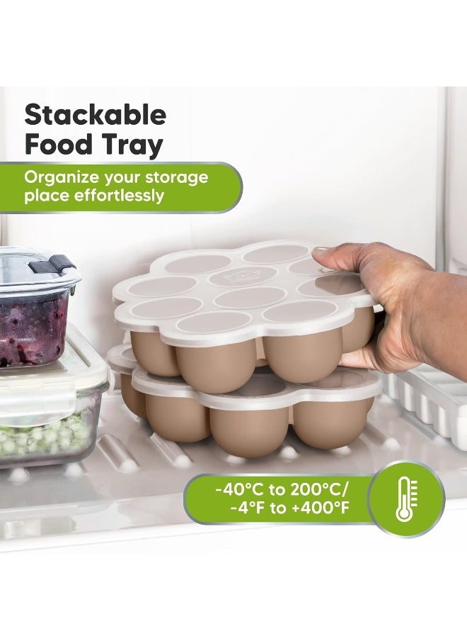 KeaBabies Silicone Baby Food Freezer Tray with Clip-on Lid, 2oz x 10 Pods Baby Food Freezer Molds, Breast Milk Freezer Tray, Dishwasher, Microwave, BPA-Free Baby Food Storage Tray(Chai Latte)