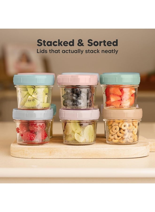 KeaBabies 6pk 4oz Glass Baby Food Containers - Leak-Proof, Microwavable Small Baby Glass Jars with Lids, Baby Food Storage Containers, Baby Snack Containers, BPA-Free Baby Food Jars (Musk Dusk)