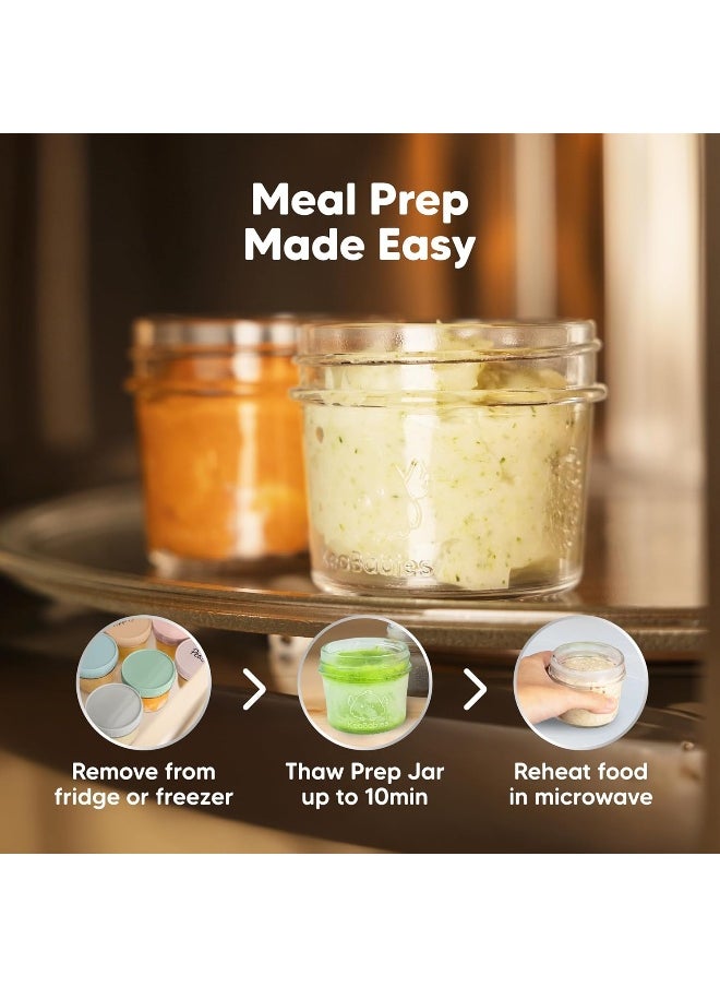 KeaBabies 6pk 4oz Glass Baby Food Containers - Leak-Proof, Microwavable Small Baby Glass Jars with Lids, Baby Food Storage Containers, Baby Snack Containers, BPA-Free Baby Food Jars (Musk Dusk)