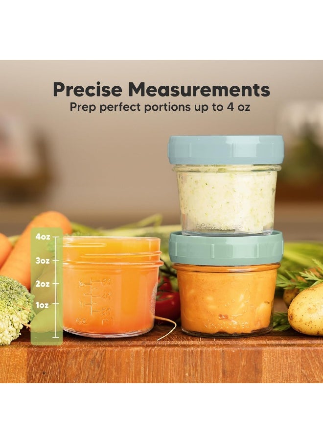 KeaBabies 6pk 4oz Glass Baby Food Containers - Leak-Proof, Microwavable Small Baby Glass Jars with Lids, Baby Food Storage Containers, Baby Snack Containers, BPA-Free Baby Food Jars (Musk Dusk)