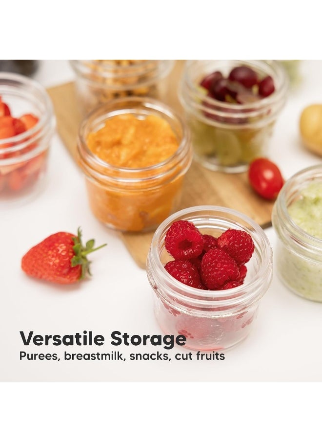 KeaBabies 6-Pack Glass Baby Food Containers - 4 oz Leak-Proof, Microwavable, Glass Baby Food Jars - Baby Food Storage Containers - Baby Bullet Jars with Lids, Freezer Safe (Terracotta)