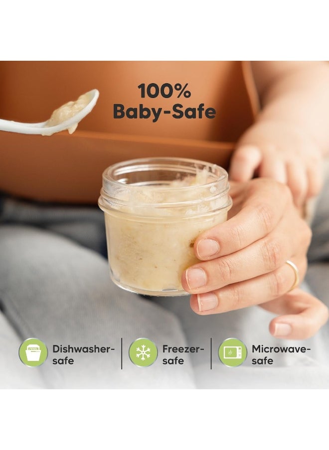 KeaBabies 6-Pack Glass Baby Food Containers - 4 oz Leak-Proof, Microwavable, Glass Baby Food Jars - Baby Food Storage Containers - Baby Bullet Jars with Lids, Freezer Safe (Terracotta)