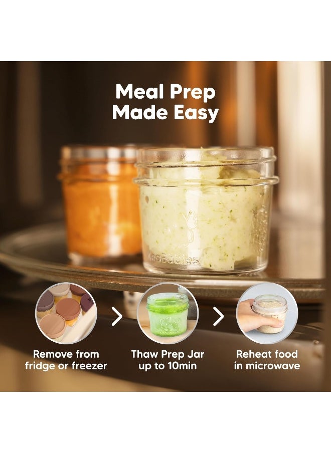 KeaBabies 6-Pack Glass Baby Food Containers - 4 oz Leak-Proof, Microwavable, Glass Baby Food Jars - Baby Food Storage Containers - Baby Bullet Jars with Lids, Freezer Safe (Terracotta)