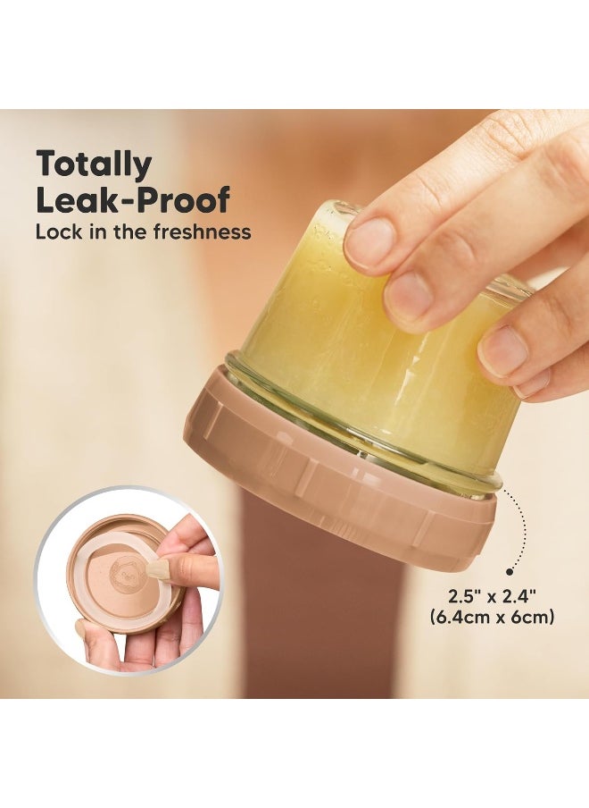 KeaBabies 6-Pack Glass Baby Food Containers - 4 oz Leak-Proof, Microwavable, Glass Baby Food Jars - Baby Food Storage Containers - Baby Bullet Jars with Lids, Freezer Safe (Terracotta)