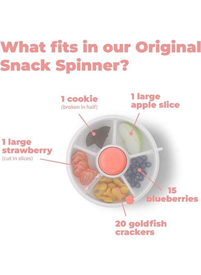GoBe Kids Snack Spinner Bundle with Hand Strap and Sticker Sheet - Reusable Snack Container with 5 Compartment Dispenser and Lid BPA and PVC Free Dishwasher Safe No Spill, Taro Purple