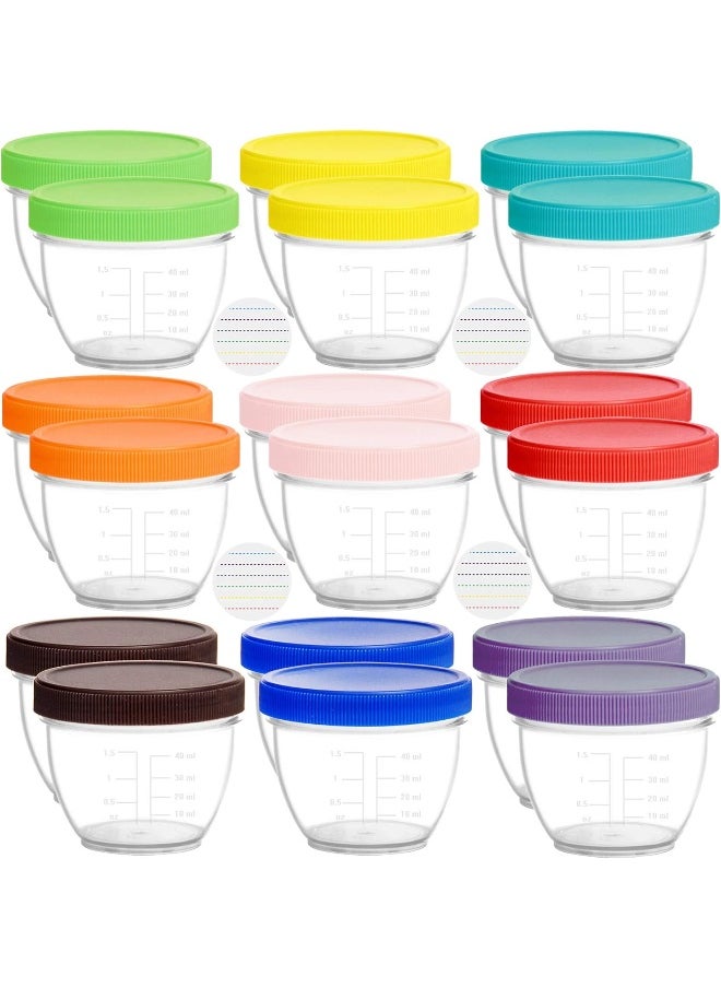 Youngever 18 Pack Baby Food Storage, 2 Ounce Baby Food Containers with Lids and Labels, 9 Assorted Colors