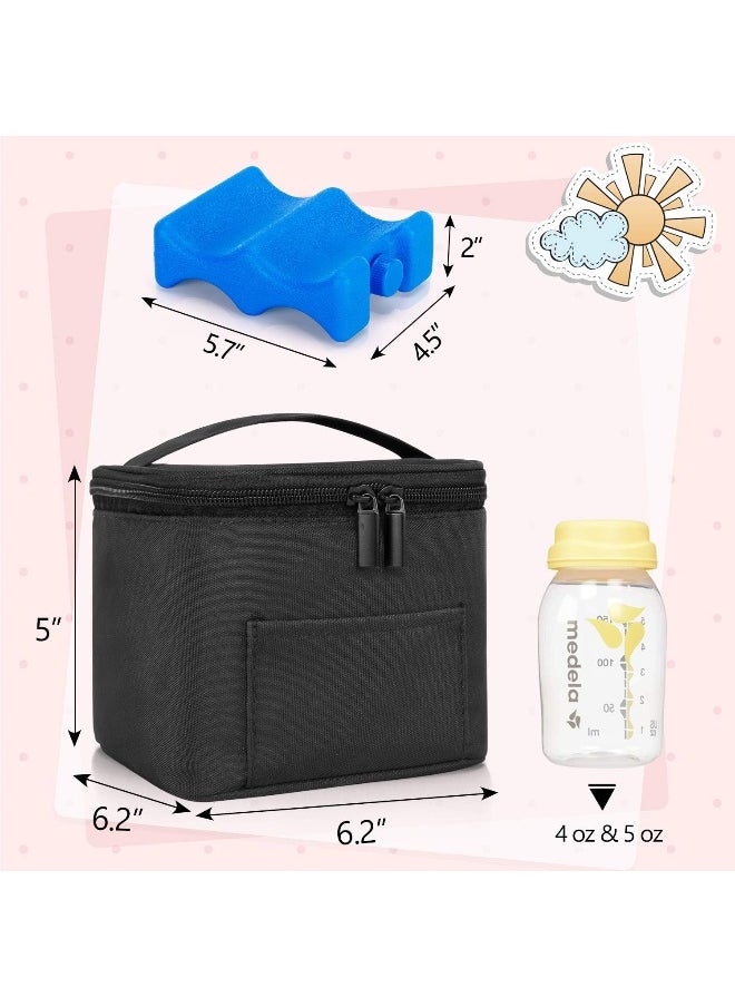 Teamoy Breastmilk Cooler Bag with Ice Pack, Baby Bottles Bag for up to 4 Large 5 Ounce Bottles Without Nipple, Perfect for Working Mom Mother, Black