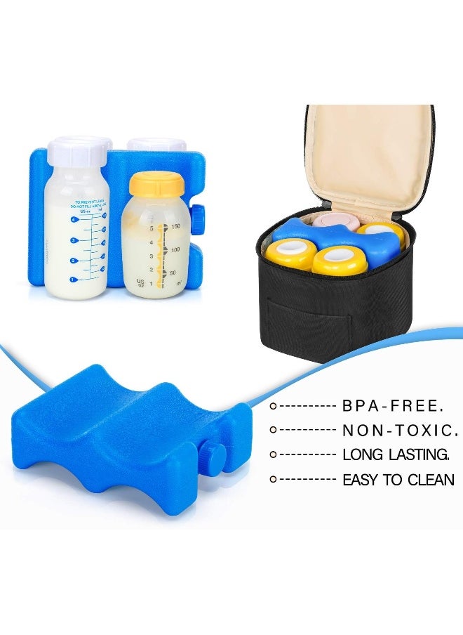 Teamoy Breastmilk Cooler Bag with Ice Pack, Baby Bottles Bag for up to 4 Large 5 Ounce Bottles Without Nipple, Perfect for Working Mom Mother, Black