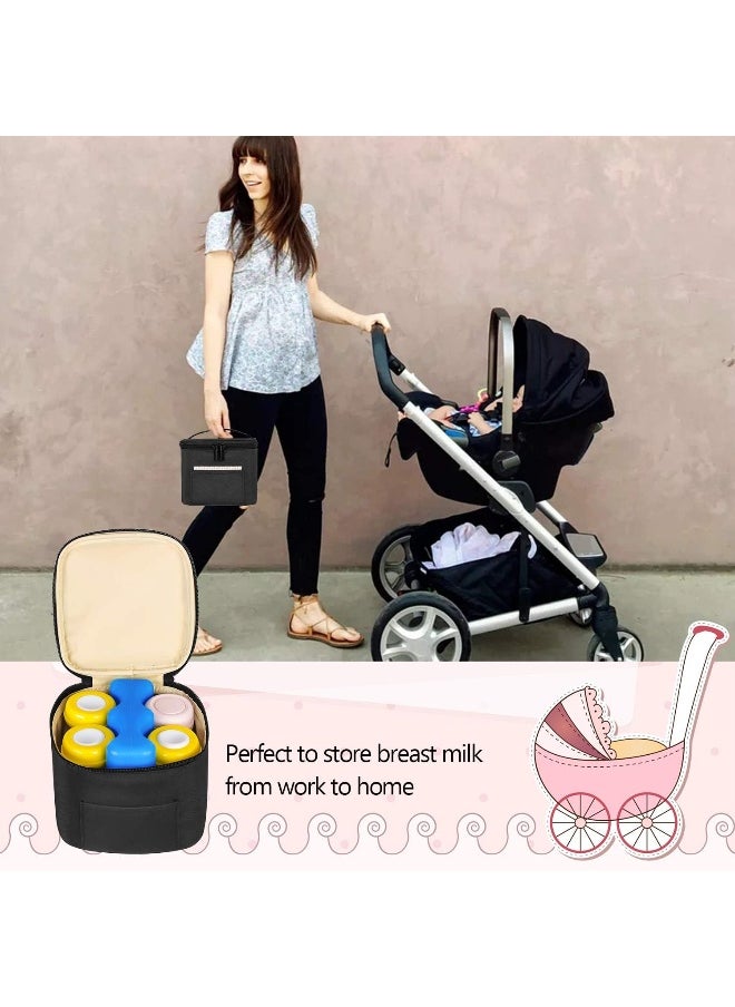 Teamoy Breastmilk Cooler Bag with Ice Pack, Baby Bottles Bag for up to 4 Large 5 Ounce Bottles Without Nipple, Perfect for Working Mom Mother, Black