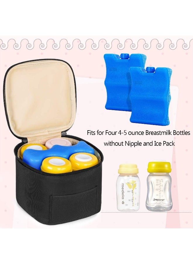 Teamoy Breastmilk Cooler Bag with Ice Pack, Baby Bottles Bag for up to 4 Large 5 Ounce Bottles Without Nipple, Perfect for Working Mom Mother, Black