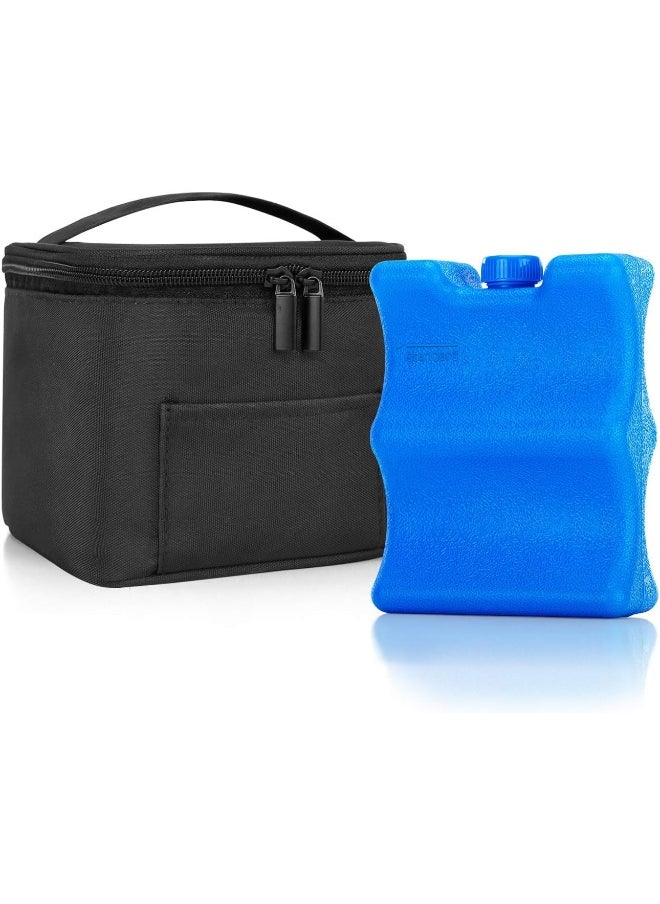 Teamoy Breastmilk Cooler Bag with Ice Pack, Baby Bottles Bag for up to 4 Large 5 Ounce Bottles Without Nipple, Perfect for Working Mom Mother, Black