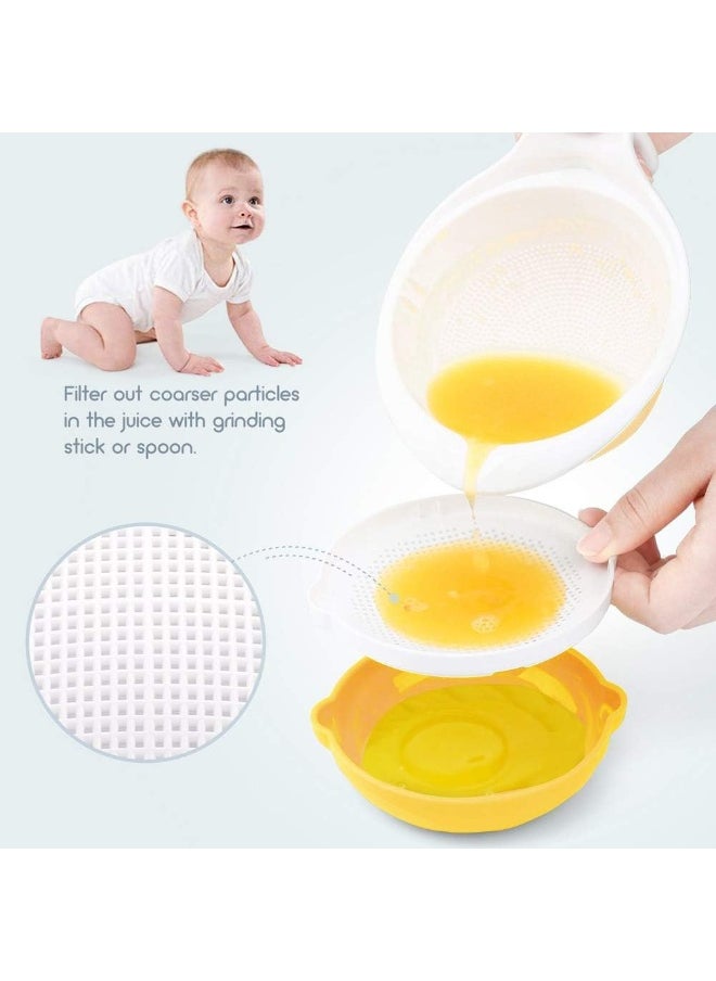 Matyz Versatile Baby Food Maker Set - Toddler Food Mills with Mash Bowl, Hand Masher, Citrus Juicer, Grater - Making Homemade Baby Food - Fruits and Vegetables Masher - No BPA (Yellow)