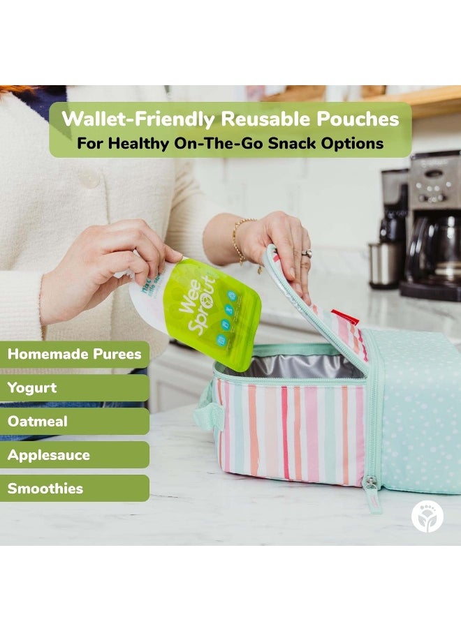 WeeSprout Double Zipper Reusable Food Pouch - 6 Pack - 5 fl oz
