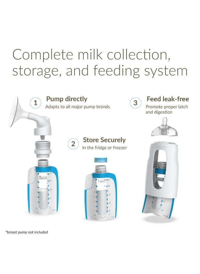 Kiinde Twist Pouch and Foodii System 2-Piece Funnel Set for Breast Milk, Formula, Baby Food, Water, Purees, Solids
