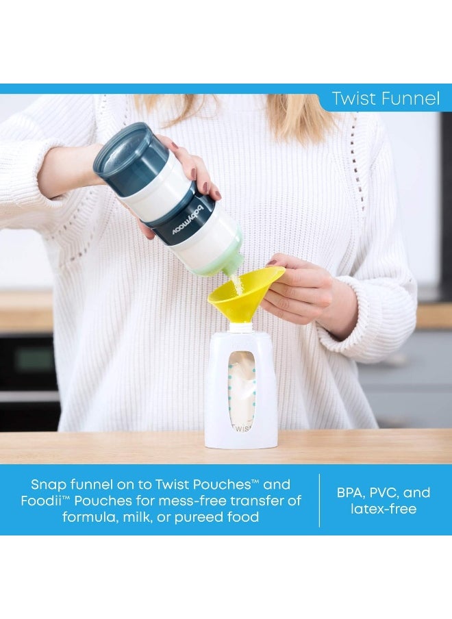 Kiinde Twist Pouch and Foodii System 2-Piece Funnel Set for Breast Milk, Formula, Baby Food, Water, Purees, Solids
