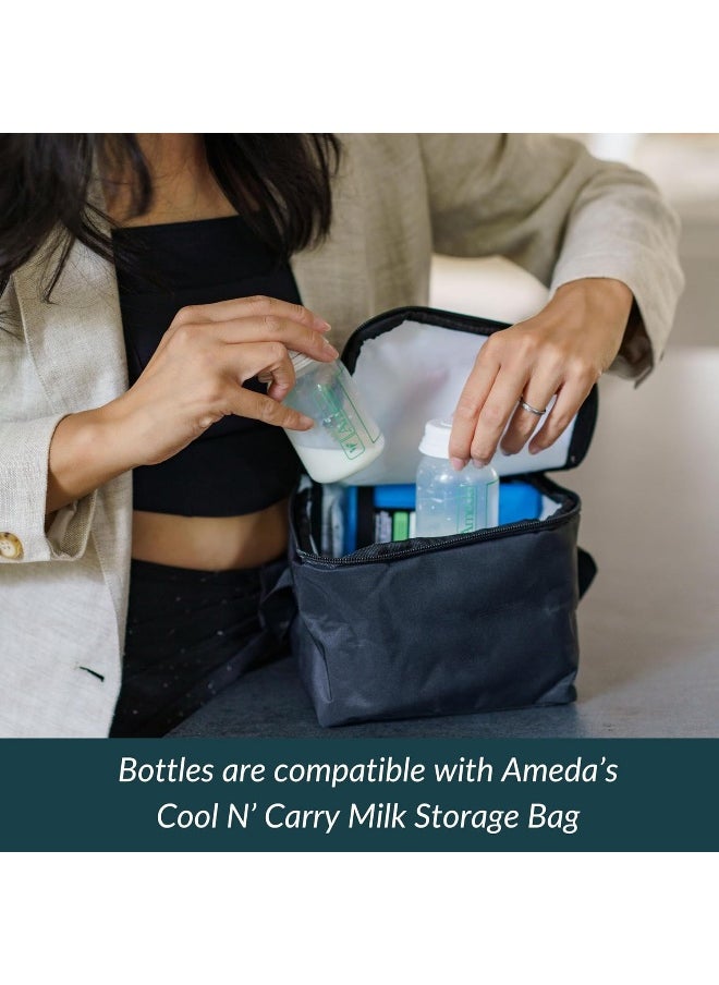 Ameda Breastmilk Storage Bottles with Lock-Tight Cap, 4.4 Ounce Milk Storage Containers (4 Count)