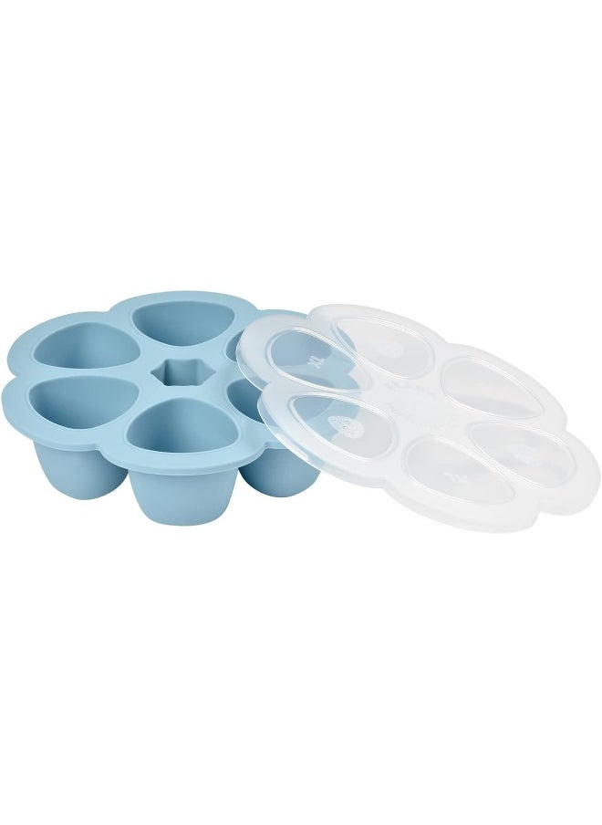 Béaba Silicone Multiportions Baby Food Tray, Oven Safe, Made in Italy, Sky, 3 oz