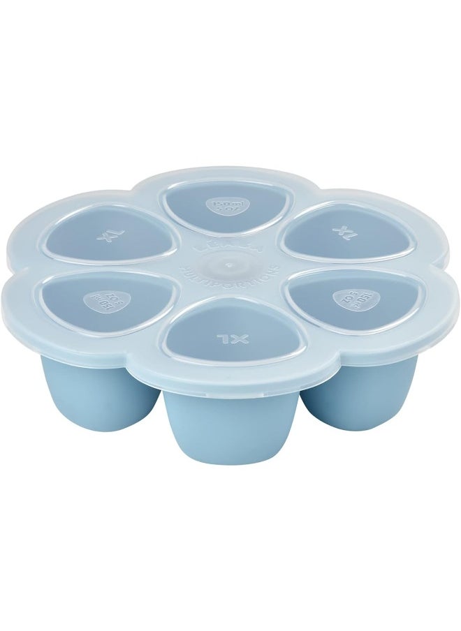 Béaba Silicone Multiportions Baby Food Tray, Oven Safe, Made in Italy, Sky, 3 oz