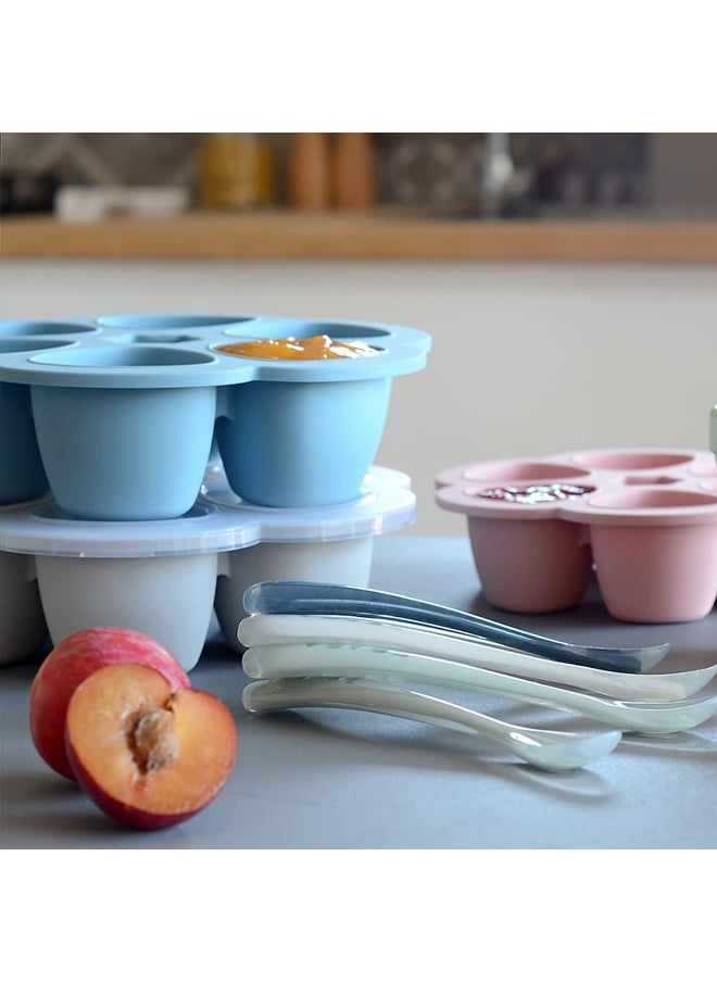 Béaba Silicone Multiportions Baby Food Tray, Oven Safe, Made in Italy, Sky, 3 oz