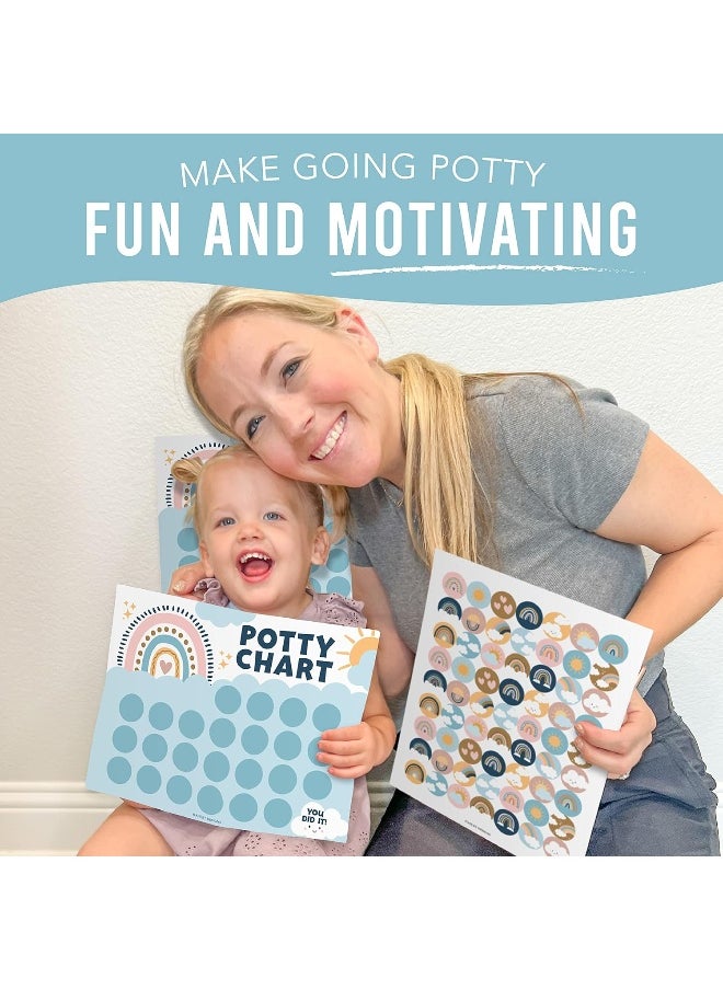 Boho Potty Training Chart for Toddler Girls - Potty Training Sticker Chart for Girls Potty, Potty Chart for Girls with Stickers, Sticker Chart for Kids Potty Training Reward Chart, Kids Reward Chart