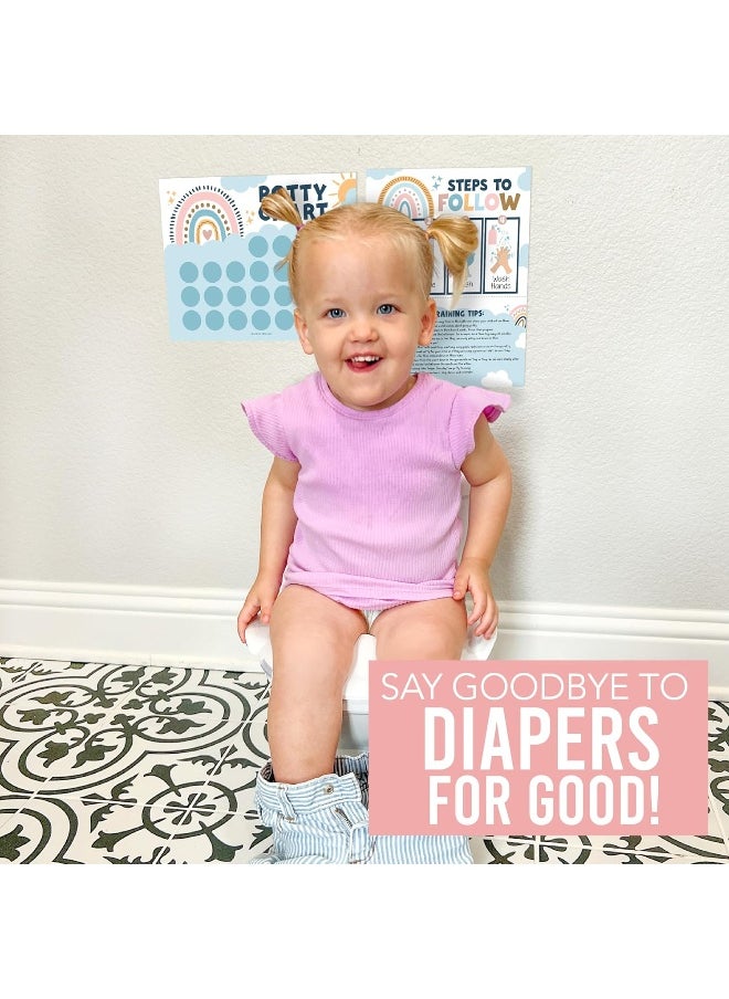 Boho Potty Training Chart for Toddler Girls - Potty Training Sticker Chart for Girls Potty, Potty Chart for Girls with Stickers, Sticker Chart for Kids Potty Training Reward Chart, Kids Reward Chart