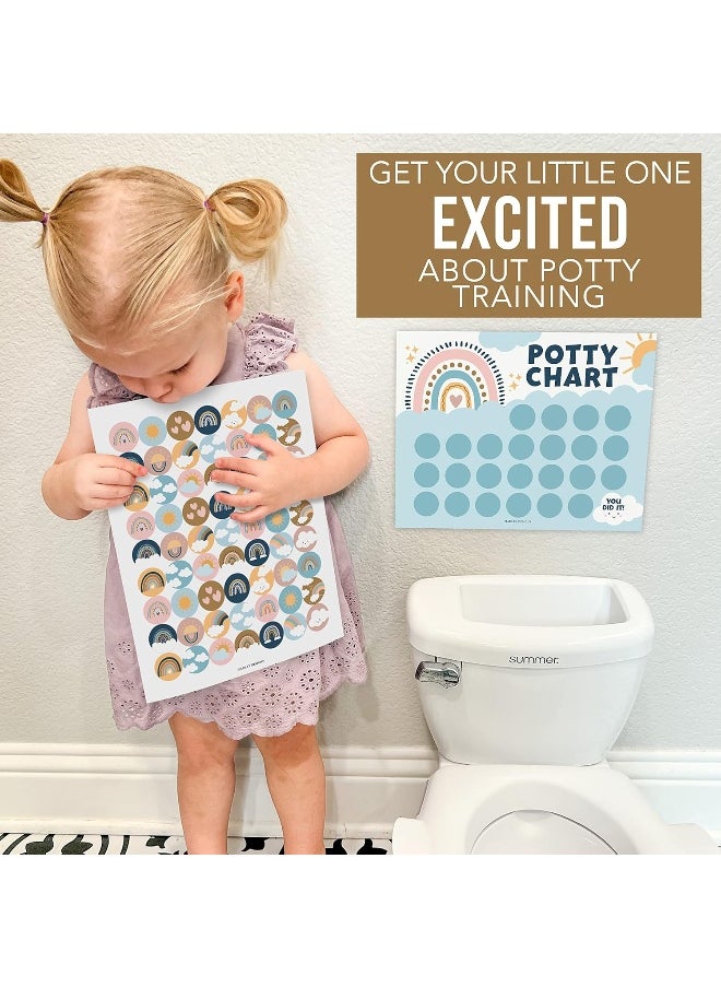 Boho Potty Training Chart for Toddler Girls - Potty Training Sticker Chart for Girls Potty, Potty Chart for Girls with Stickers, Sticker Chart for Kids Potty Training Reward Chart, Kids Reward Chart