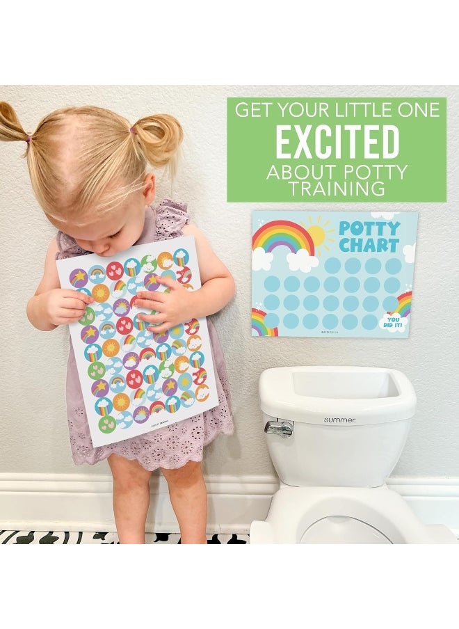 Rainbow Potty Training Chart For Toddler Girls - Potty Training Sticker Chart For Girls Potty, Potty Chart For Girls With Sticker, Sticker Chart For Kids Potty Training Reward Chart, Kids Reward Chart
