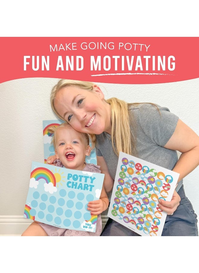 Rainbow Potty Training Chart For Toddler Girls - Potty Training Sticker Chart For Girls Potty, Potty Chart For Girls With Sticker, Sticker Chart For Kids Potty Training Reward Chart, Kids Reward Chart