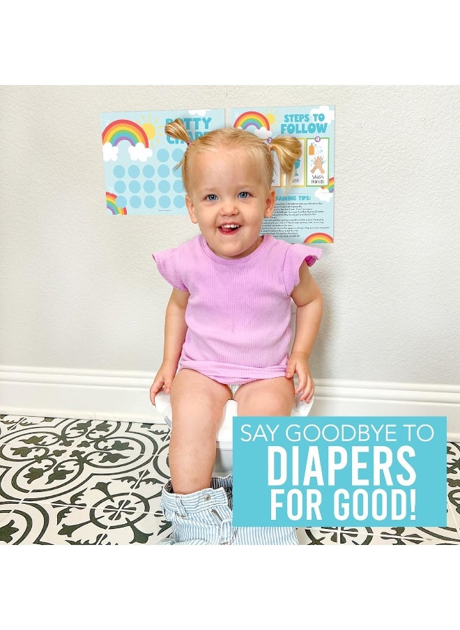Rainbow Potty Training Chart For Toddler Girls - Potty Training Sticker Chart For Girls Potty, Potty Chart For Girls With Sticker, Sticker Chart For Kids Potty Training Reward Chart, Kids Reward Chart