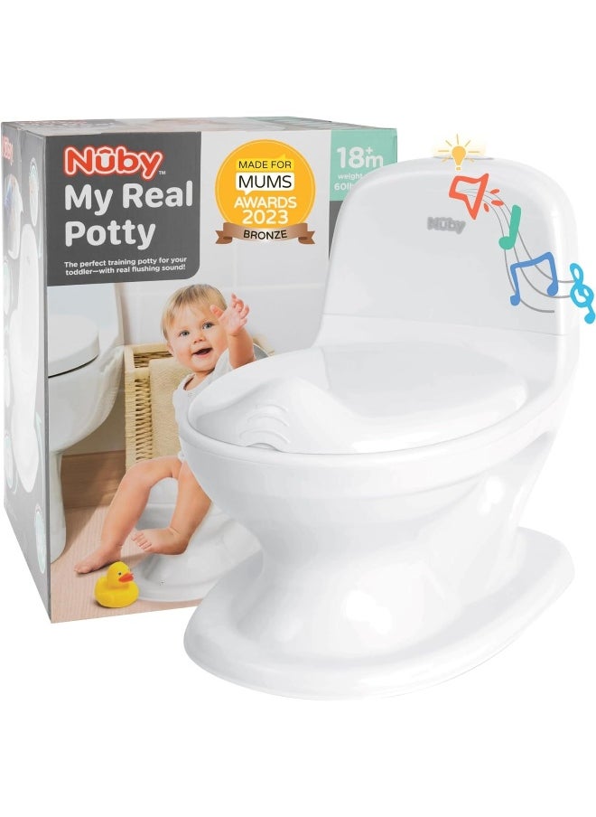 Nuby My Real Potty Training Toilet with Life-Like Flush Button & Sound for Toddlers & Kids