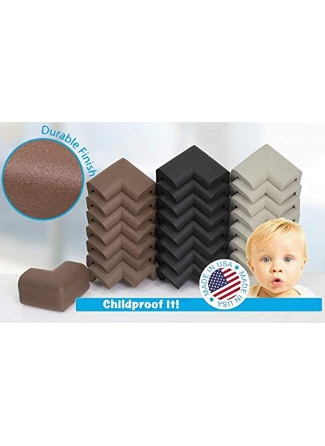 Kidkusion Corner Cushions, Black - 8 Pack | Foam Safety; Table Protector; Furniture Safety; Edge Guard