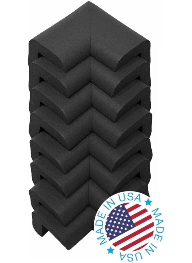 Kidkusion Corner Cushions, Black - 8 Pack | Foam Safety; Table Protector; Furniture Safety; Edge Guard