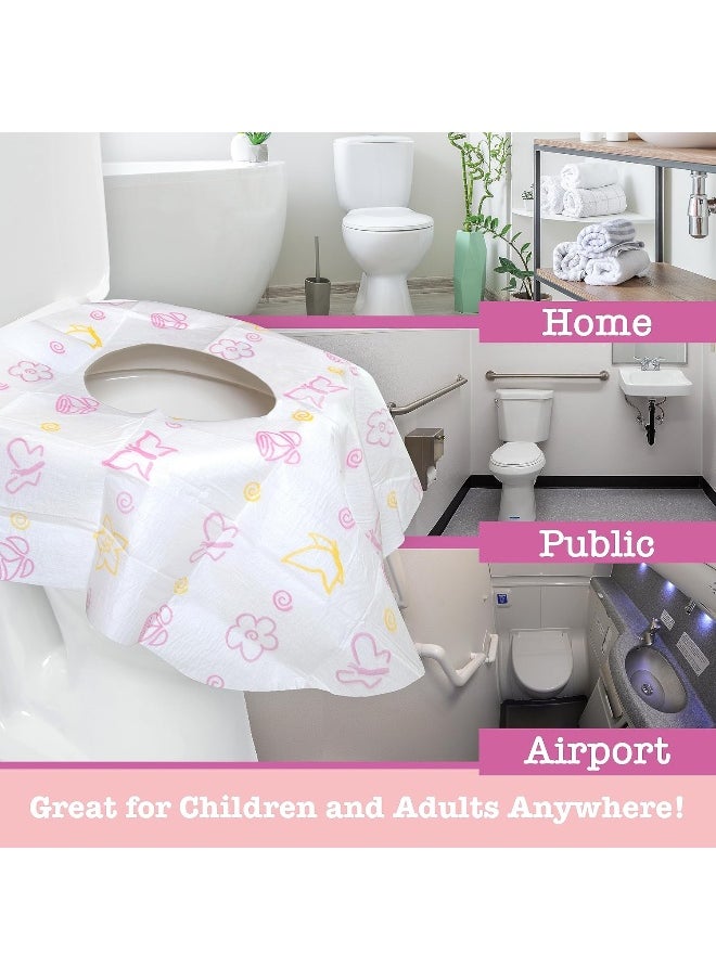 POTTY SHIELDS Toilet Seat Covers- Disposable XL Seat Covers, Individually Wrapped by - Extra-Large, No Slip (Floral- 20 Pack)