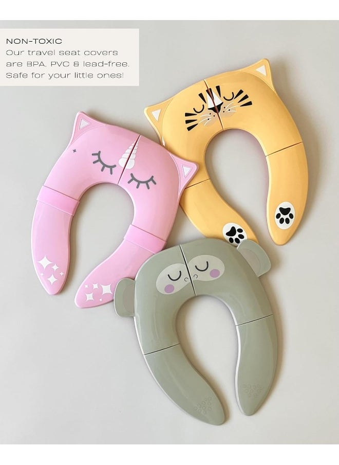 Hippypotamus Travel Potty Seat for Toddler - Pink Unicorn - Folding Potty Training Seat - Portable Toilet Seat Cover for Baby & Kids