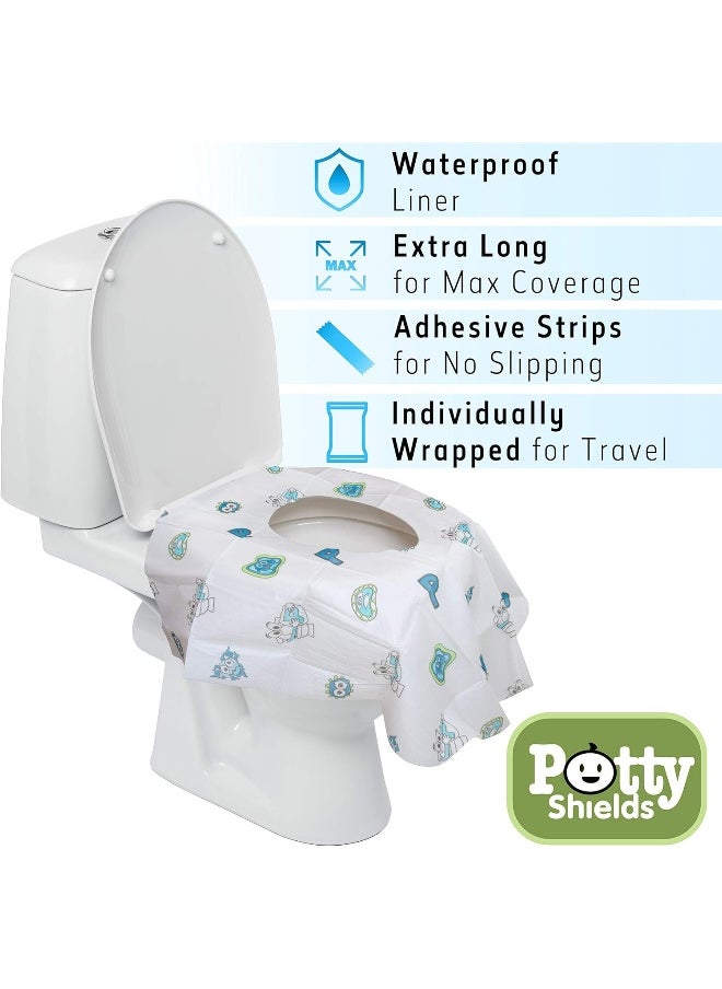 Toilet Seat Covers Disposable (12 Pack) - XL Waterproof Toilet Cover for Toddlers, Kids & Adults - Portable & Individually Wrapped for Travel, Training, Vacations, Public Restrooms