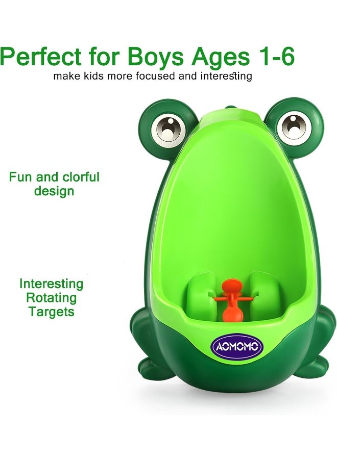 AOMOMO Frog Potty Training Urinal for Toddler Boys Toilet with Funny Aiming Target Green