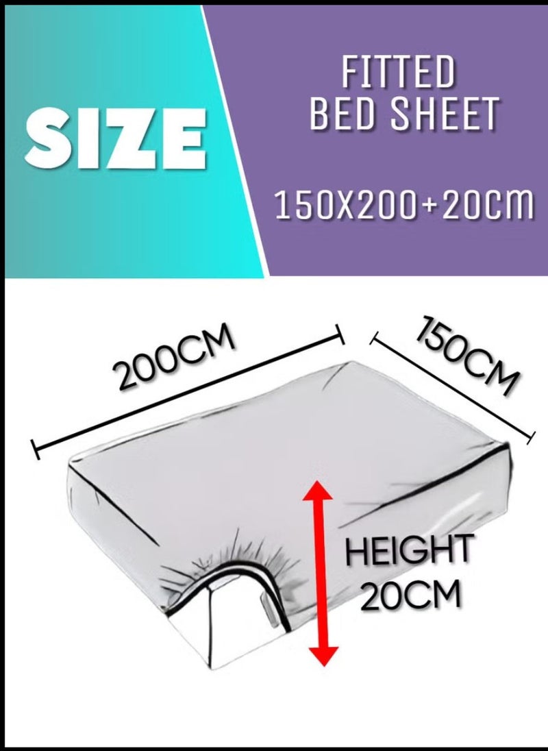 Black Striped Double Bed Sheet Sets Cotton 3 Piece Set Deep Pocket 150x200+20cm