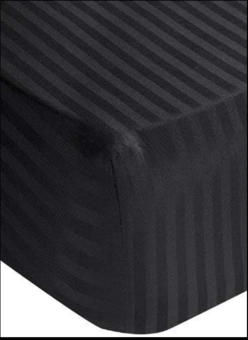 Black Striped Queen Bed Sheet Sets Cotton 3 Piece Set Deep Pocket 180x200+35cm