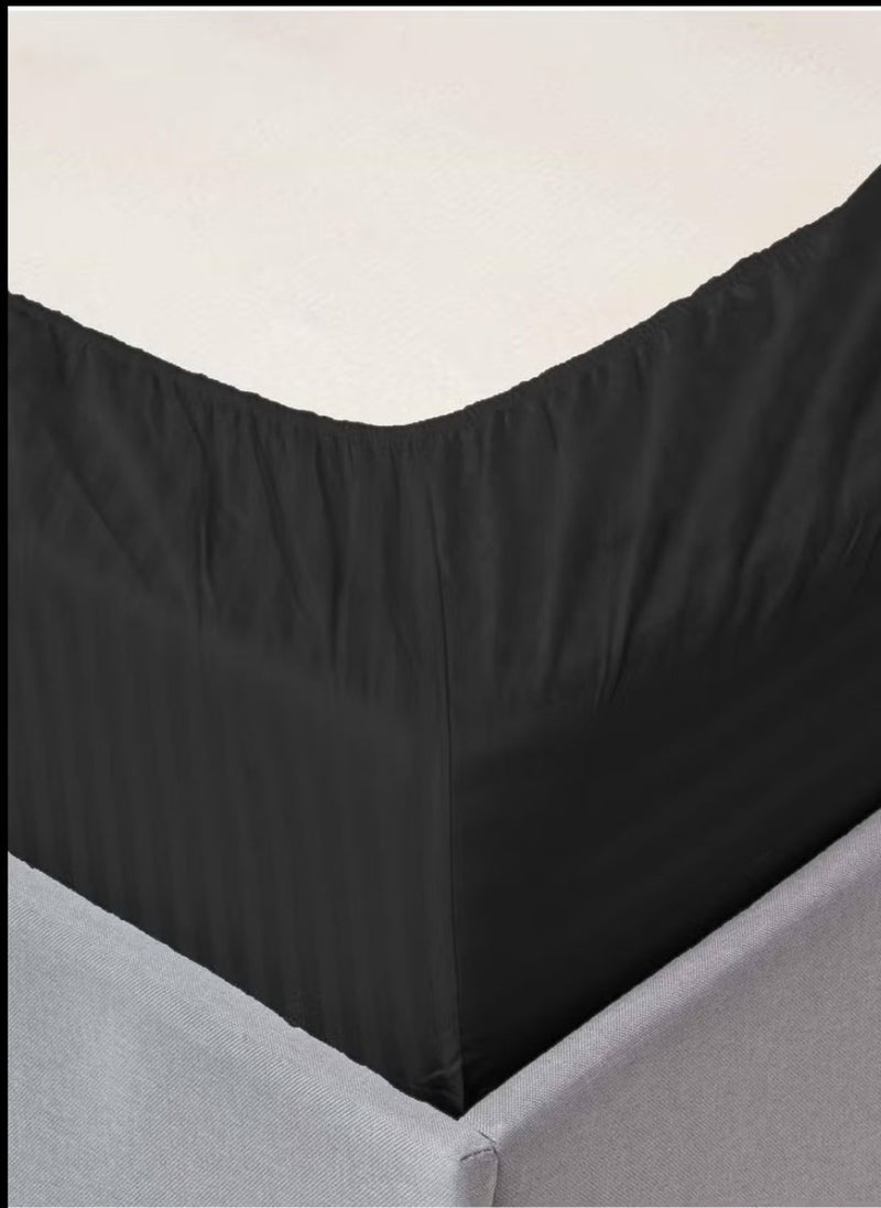 Black Striped Double Bed Sheet Sets Cotton 3 Piece Set Deep Pocket 150x200+25cm