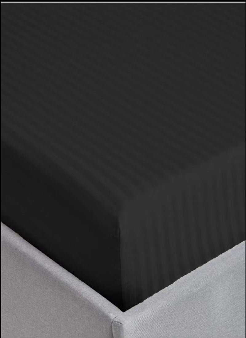 Black Striped Queen Bed Sheet Sets Cotton 3 Piece Set Deep Pocket 180x200+35cm