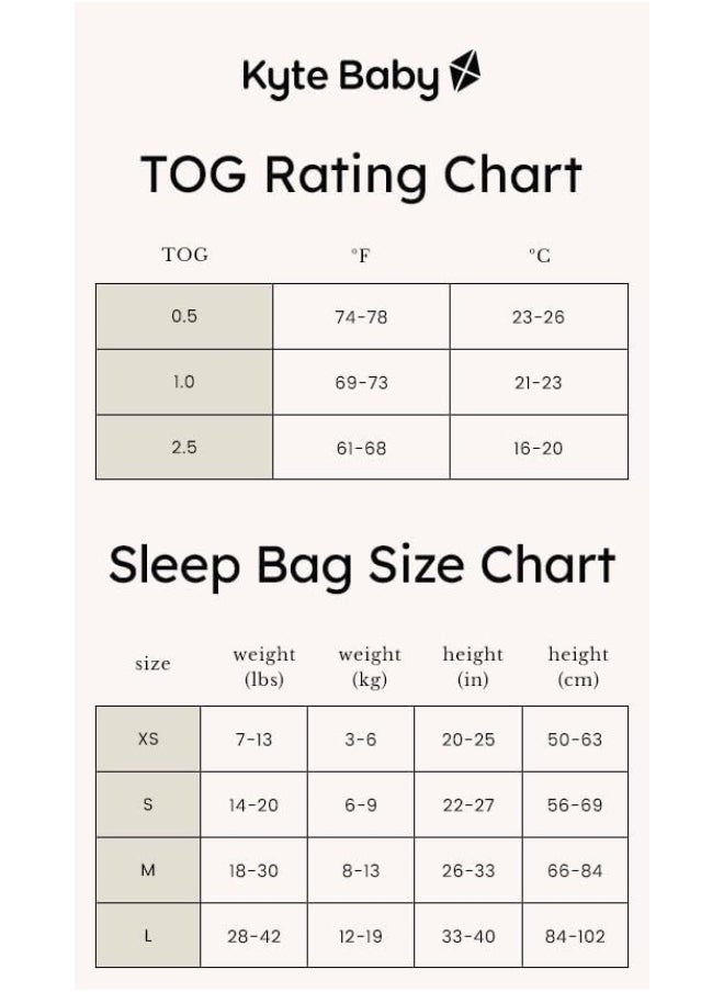 KYTE BABY Unisex Sleep Bag for Babies and Toddlers, 0.5 Tog, 97% Rayon made from Bamboo, 3% Spandex