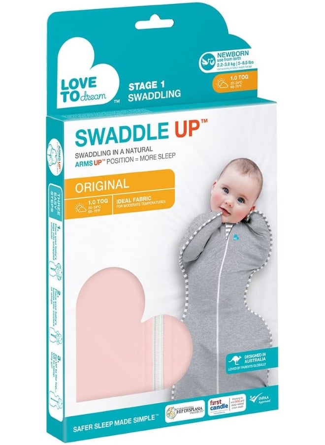 Love To Dream Swaddle Blanket. Newborn Essentials For 0-6 Months Baby Girls And Boys. 1.0 TOG Baby Sleeping Bag With Arms, Provides Comfortable And Quiet Sleep. Cotton Fabric (Dusty Pink, M)